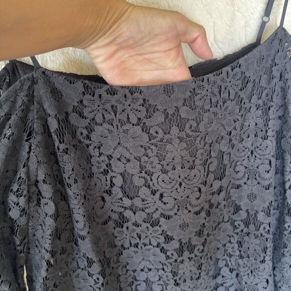 Bailey 44 Tusk Woven Lace Off The Shoulder Bell Sleeve Top Black Sz Small - Picture 9 of 13